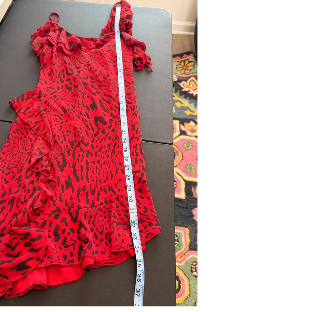 I.AM.GIA Julietta Mini Dress Red Leopard Mini Bodycon Chiffon Ruffle Medium - Picture 13 of 13